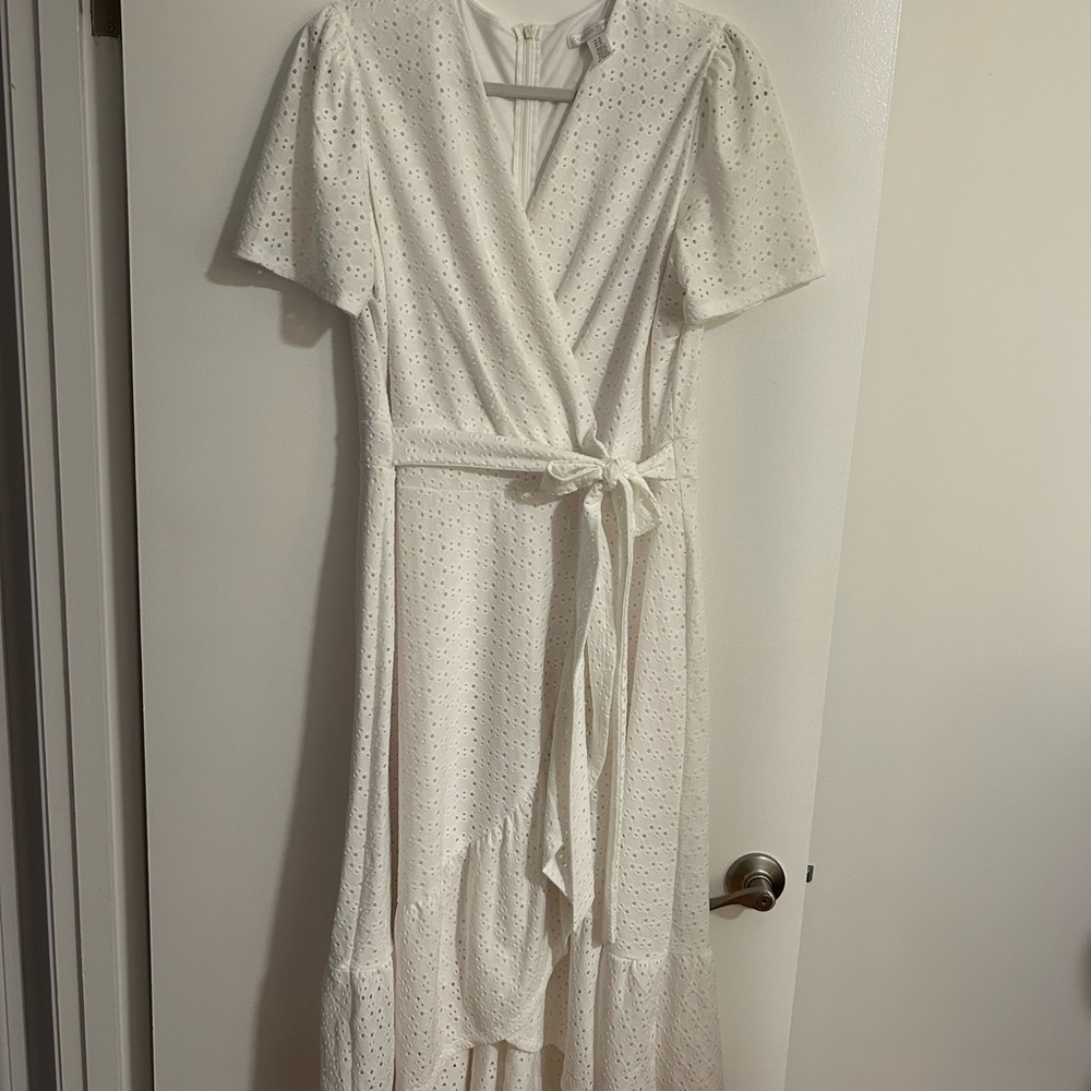 London Times White Eyelet Dress